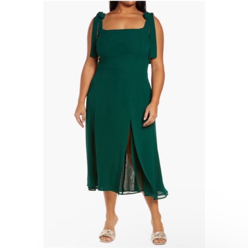 Reformation Green Twilight Dress with Slit - Picture 2 of 8
